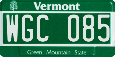 VT license plate WGC085