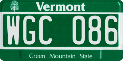 VT license plate WGC086