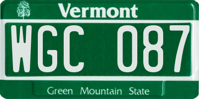 VT license plate WGC087