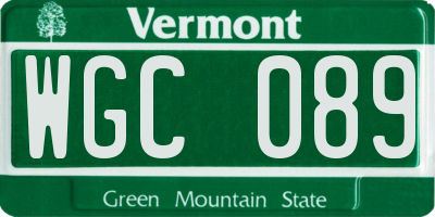 VT license plate WGC089