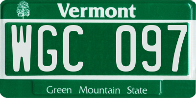 VT license plate WGC097