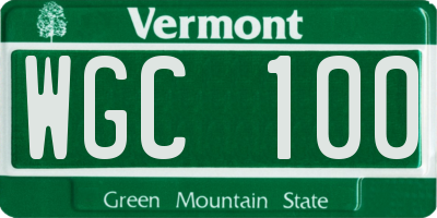 VT license plate WGC100