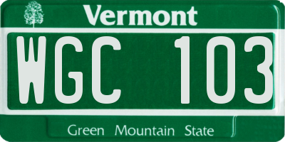 VT license plate WGC103