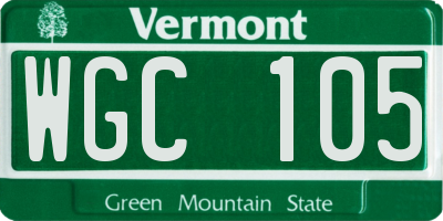 VT license plate WGC105
