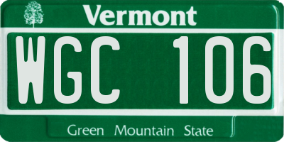 VT license plate WGC106