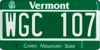 VT license plate WGC107