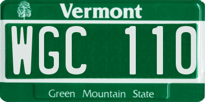 VT license plate WGC110