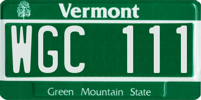 VT license plate WGC111