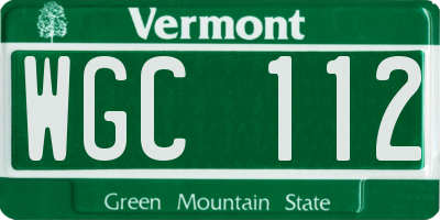 VT license plate WGC112