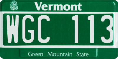 VT license plate WGC113