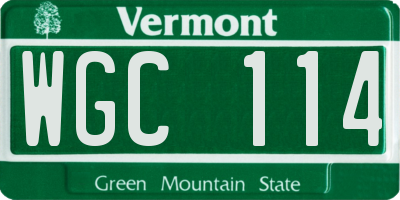 VT license plate WGC114
