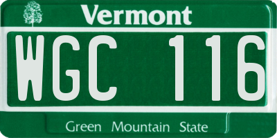 VT license plate WGC116