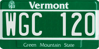 VT license plate WGC120