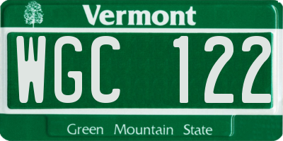 VT license plate WGC122