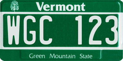 VT license plate WGC123