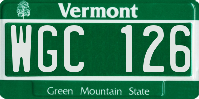 VT license plate WGC126