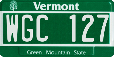 VT license plate WGC127