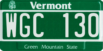 VT license plate WGC130