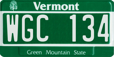 VT license plate WGC134