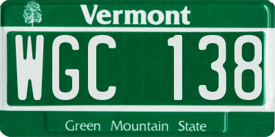 VT license plate WGC138