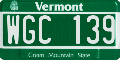 VT license plate WGC139