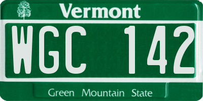 VT license plate WGC142
