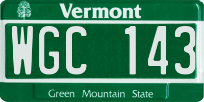 VT license plate WGC143