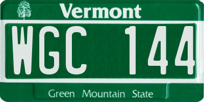 VT license plate WGC144