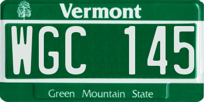 VT license plate WGC145