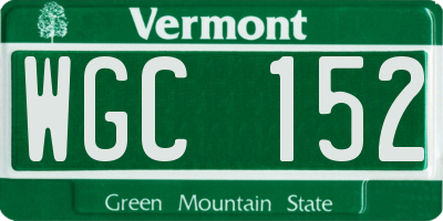 VT license plate WGC152