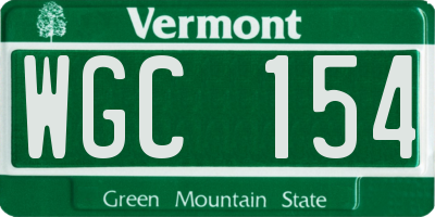 VT license plate WGC154