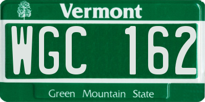 VT license plate WGC162
