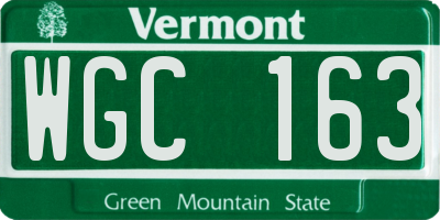 VT license plate WGC163
