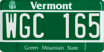 VT license plate WGC165