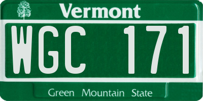 VT license plate WGC171