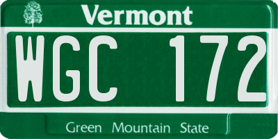 VT license plate WGC172