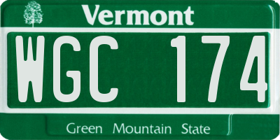 VT license plate WGC174