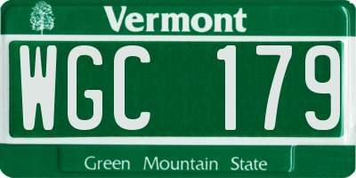 VT license plate WGC179
