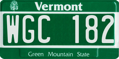 VT license plate WGC182