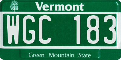 VT license plate WGC183