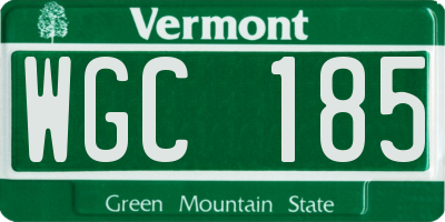 VT license plate WGC185