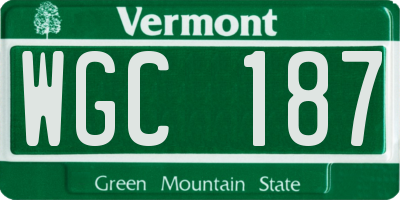 VT license plate WGC187