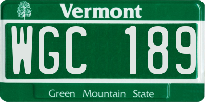 VT license plate WGC189