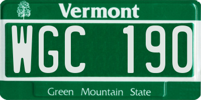 VT license plate WGC190