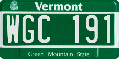 VT license plate WGC191