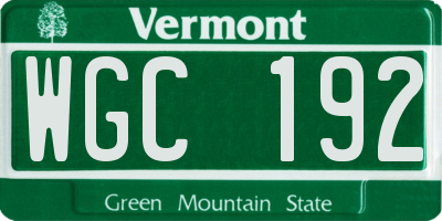 VT license plate WGC192