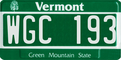 VT license plate WGC193