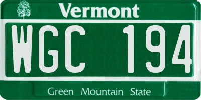 VT license plate WGC194