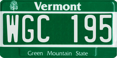 VT license plate WGC195
