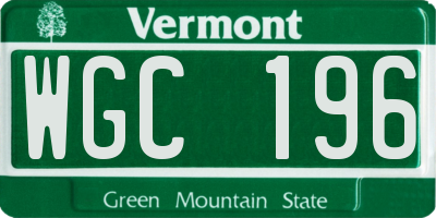 VT license plate WGC196